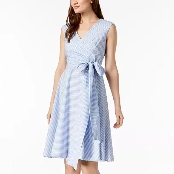 calvin klein blue and white striped dress LOOP